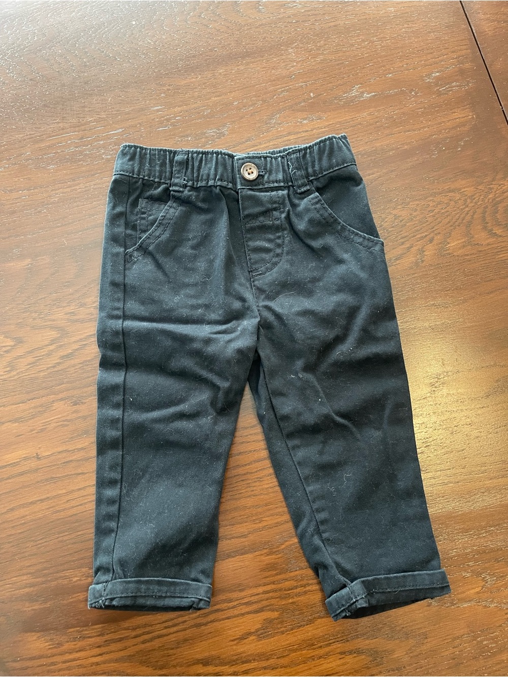 Toddler Pull-On Casual Pants in Black with Elastic Waist